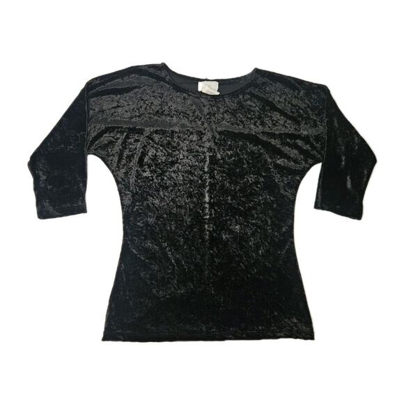 Vintage 90s My Michelle Black Velvet 3/4 Sleeve Shirt Stirrup Leggings Set - Picture 5 of 8